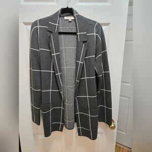 Loft, charcoal gray with white sweater blazer Size Medium